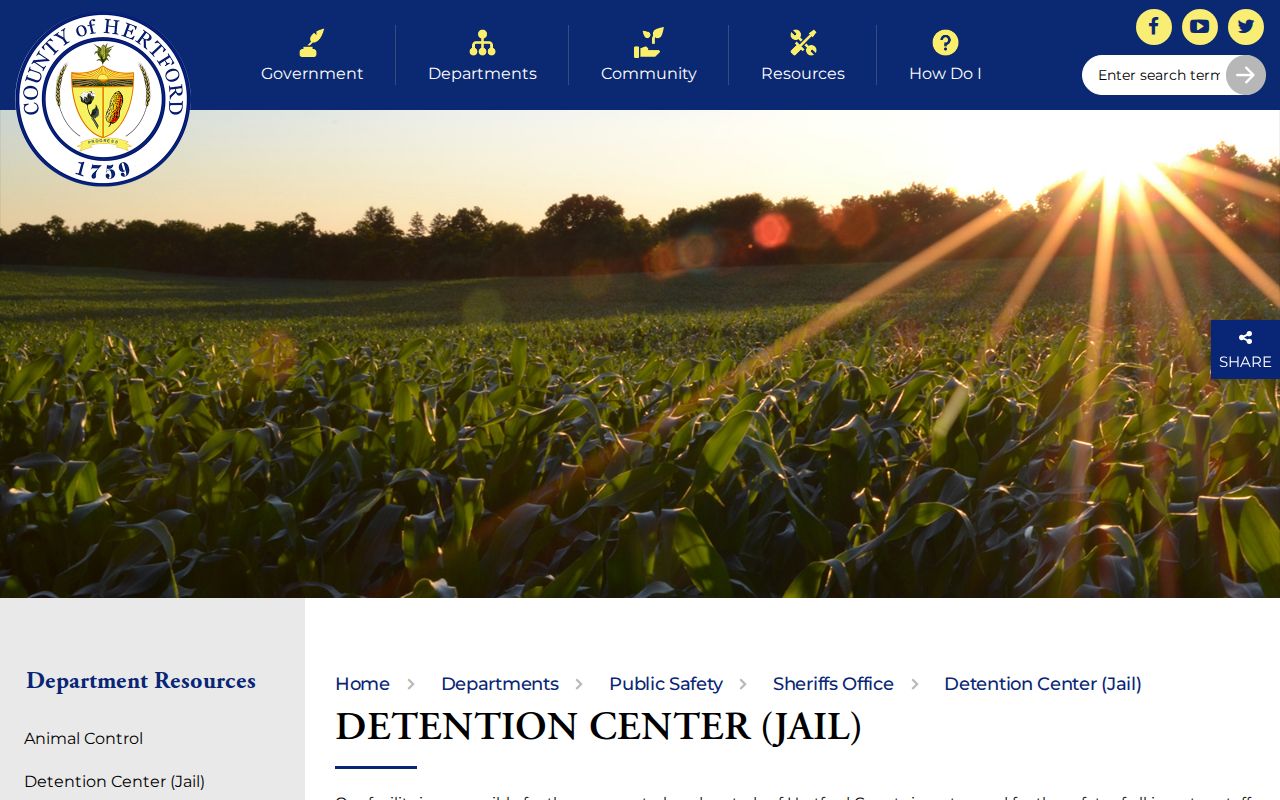 Hertford County Detention Center official custody and booking-record source